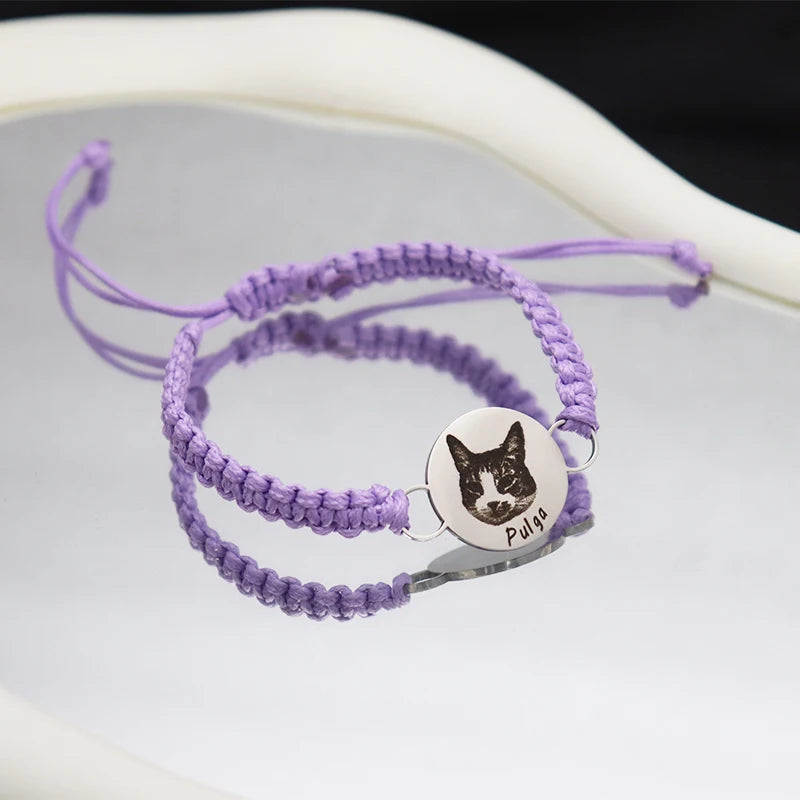 Personalisierbares Armband mit Haustierfoto und Namen - Größenverstellbar