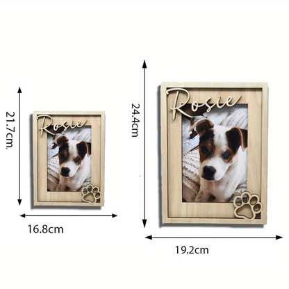 Personalisierter Holz-Bilderrahmen mit Pfote & dem Namen deines Vierbeiners
