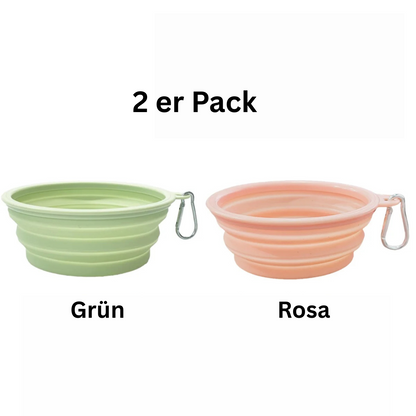 Faltbare Silikon-Hundeschüsseln 2er Set - ideal für unterwegs