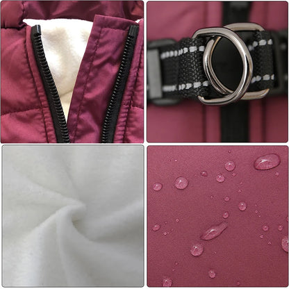 Warmer Hunde Wintermantel - mit integriertem Geschirr