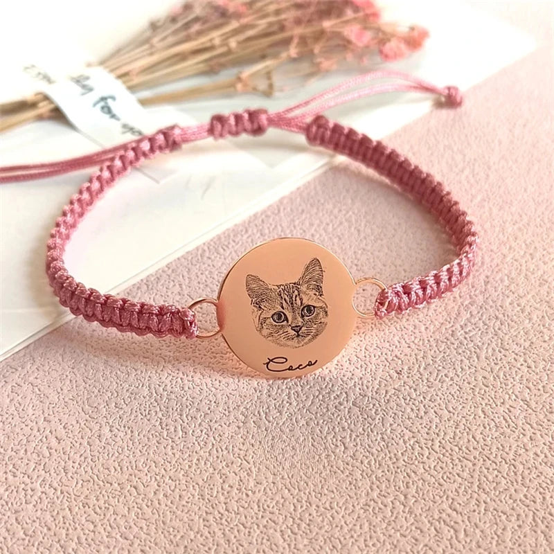 Personalisierbares Armband mit Haustierfoto und Namen - Größenverstellbar