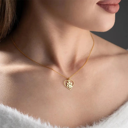 Personalisierte Herz-Halskette mit Pfote und Namen deines Vierbeiners