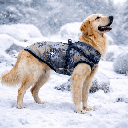 Warmer Premium Hunde-Wintermantel - mit integriertem Geschirr